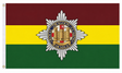 Royal Dragoon Guards flag with regimental emblem on maroon, yellow and green bands