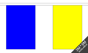 Royal Blue and Yellow Alternating 3 metre bunting, 10 flags - Flagmania