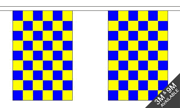 Flagmania Royal Blue and Yellow Check Bunting, 9 metre bunting