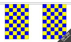 Flagmania Royal Blue and Yellow Check Bunting, 9 metre bunting