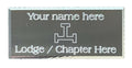 (MP41) 55 mm x 25 mm Personalised Royal Arch Tau Diamond Cut Silver Case Plate