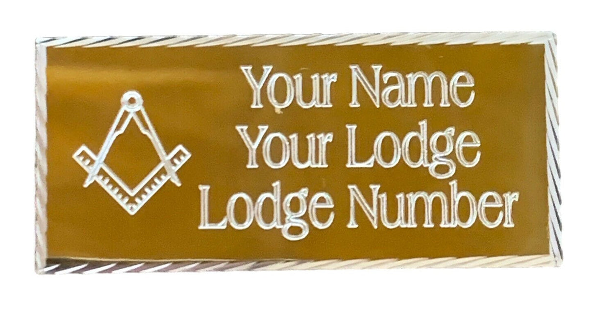 (MP44) 55mm x 25mm Personalised Gold Masonic Case Plate No G