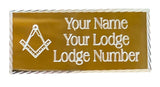 (MP44) 55mm x 25mm Personalised Gold Masonic Case Plate No G