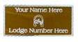 (MP47) Orange Lodge 55 mm x 25 mm Personalised Gold Case Plate