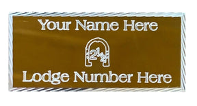 (MP47) Orange Lodge 55 mm x 25 mm Personalised Gold Case Plate