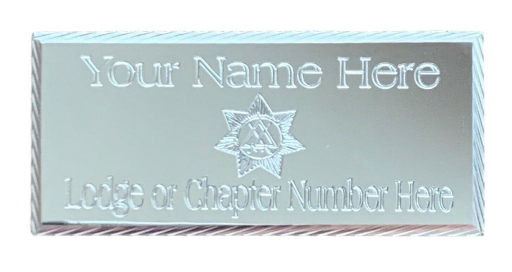 (MP32) 55 mm x 25 mm Personalised Masonic Council Diamond Cut Silver Case Plate
