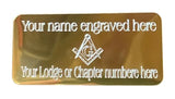 (MP10) 50 mm x 25 mm Personalised Masonic Regalia Gold Case Plate & G
