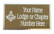 (MP13) 60mm x 35mm Personalised Gold Masonic Case Plate