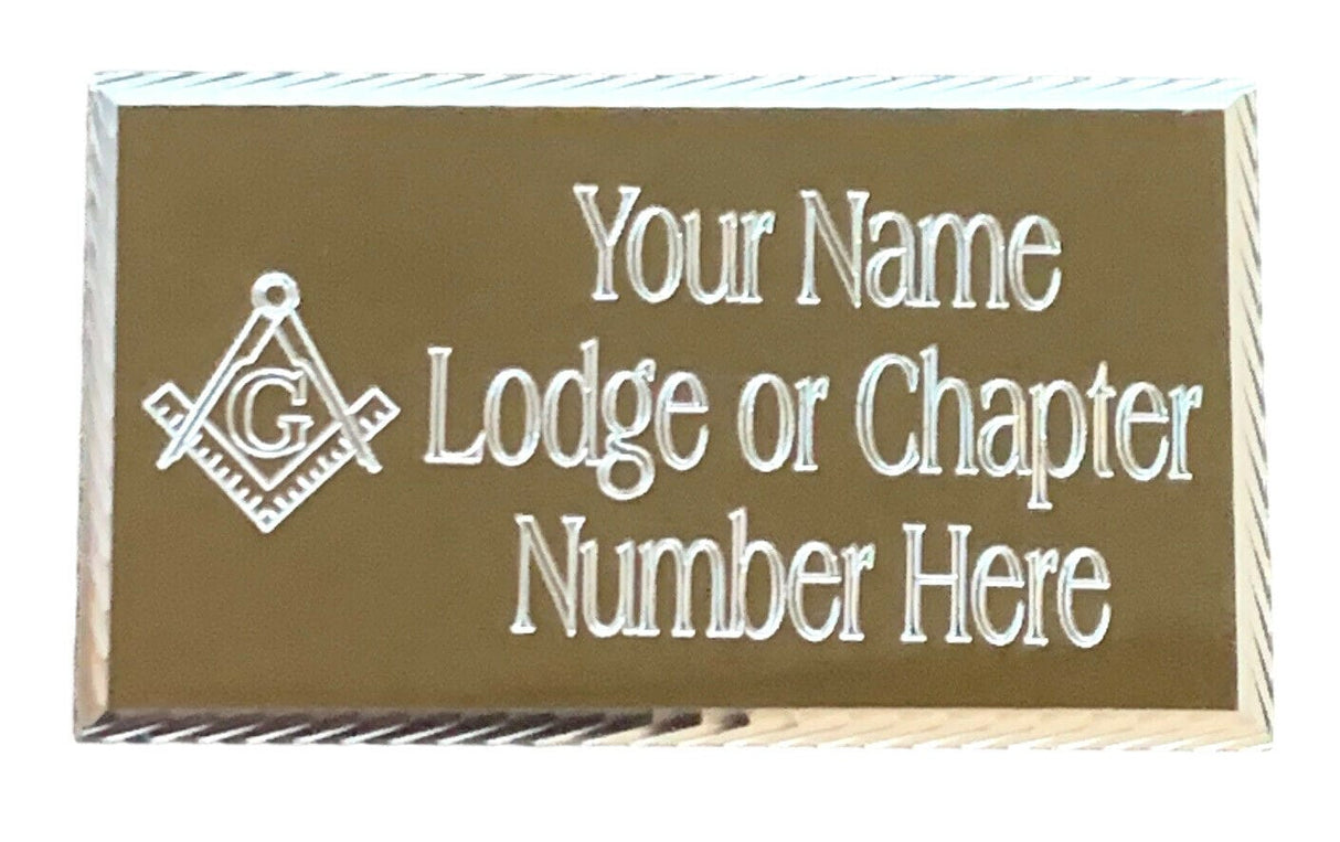 (MP13) 60mm x 35mm Personalised Gold Masonic Case Plate