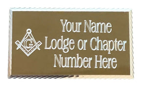 (MP13) 60mm x 35mm Personalised Gold Masonic Case Plate