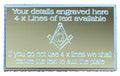 (MP15) Personalised 60 mm x 35 mm Gold Masonic Crest & G Case Name Plate