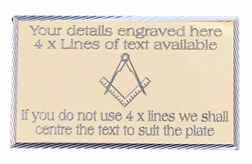 (MP16) Personalised 60 mm x 35 mm Gold Masonic Crest no G Case Name Plate