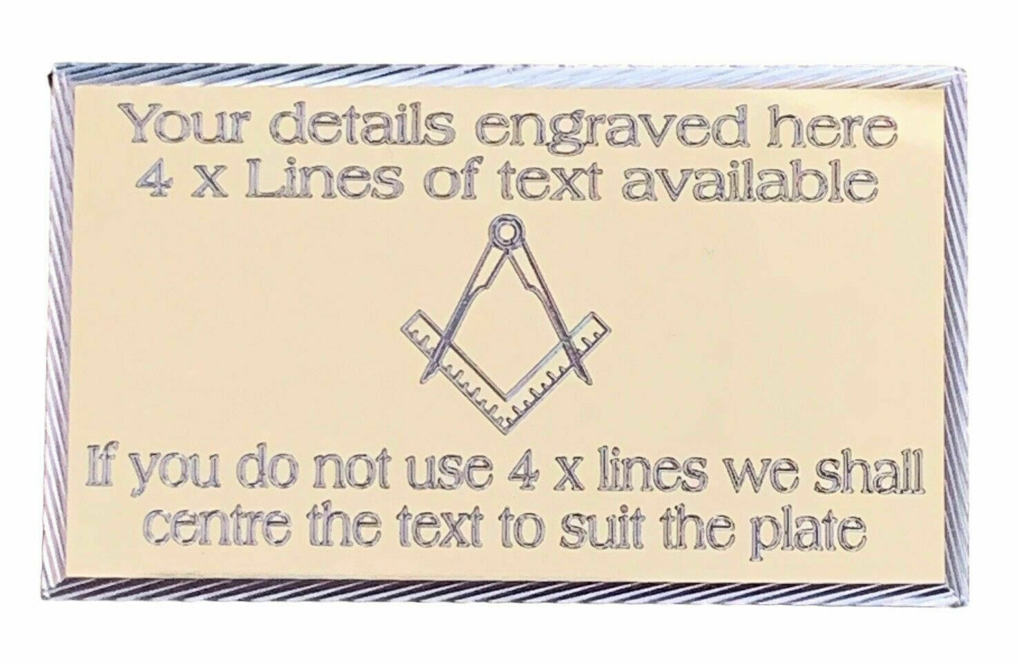 (MP16) Personalised 60 mm x 35 mm Gold Masonic Crest no G Case Name Plate