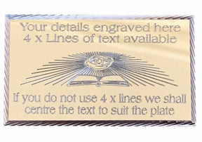 (MP17) Personalised 60 mm x 35 mm Gold Masonic All Seeing Eye Case Name Plate