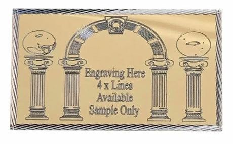 (MP19) Personalised 60 mm x 35 mm Gold Masonic Keystone Arch Case Name Plate