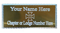 (MP24) 55 mm x 25 mm Personalised Knights Templar Gold Diamond Cut Case Plate