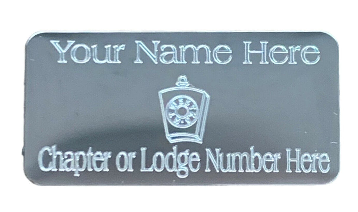 (MP26) 50 mm x 25 mm Personalised Masonic Mark Keystone Silver Case Plate