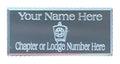 (MP27) 55 mm x 25 mm Personalised Masonic Mark Silver Diamond Cut Case Plate