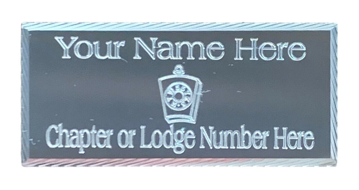 (MP27) 55 mm x 25 mm Personalised Masonic Mark Silver Diamond Cut Case Plate