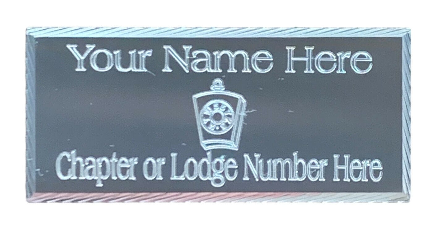 (MP27) 55 mm x 25 mm Personalised Masonic Mark Silver Diamond Cut Case Plate