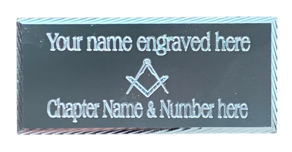 (MP29) 55 mm x 25 mm Personalised Masonic No G Silver Diamond Cut Case Plate