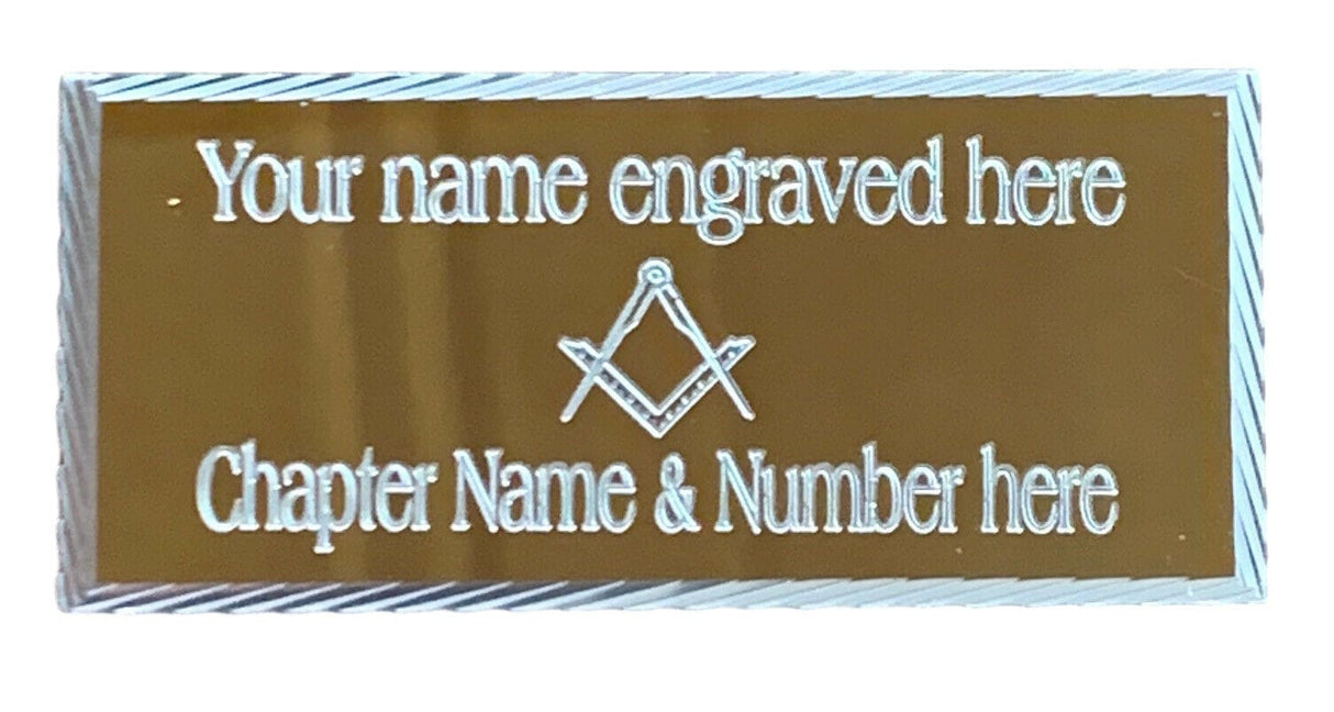 (MP29) 55 mm x 25 mm Personalised Masonic No G Gold Diamond Cut Case Plate