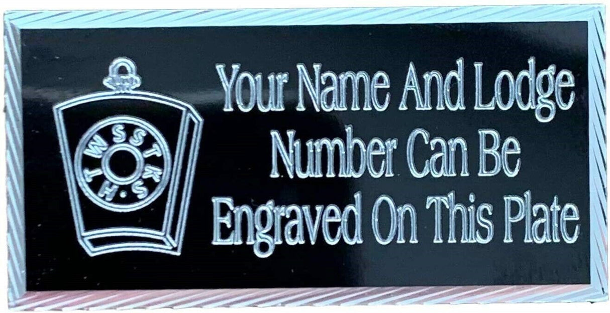 (MP06) Masonic Lodge 50 mm x 25 mm Personalised Keystone Black Case Plate