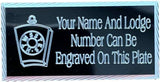 (MP06) Masonic Lodge 50 mm x 25 mm Personalised Keystone Black Case Plate