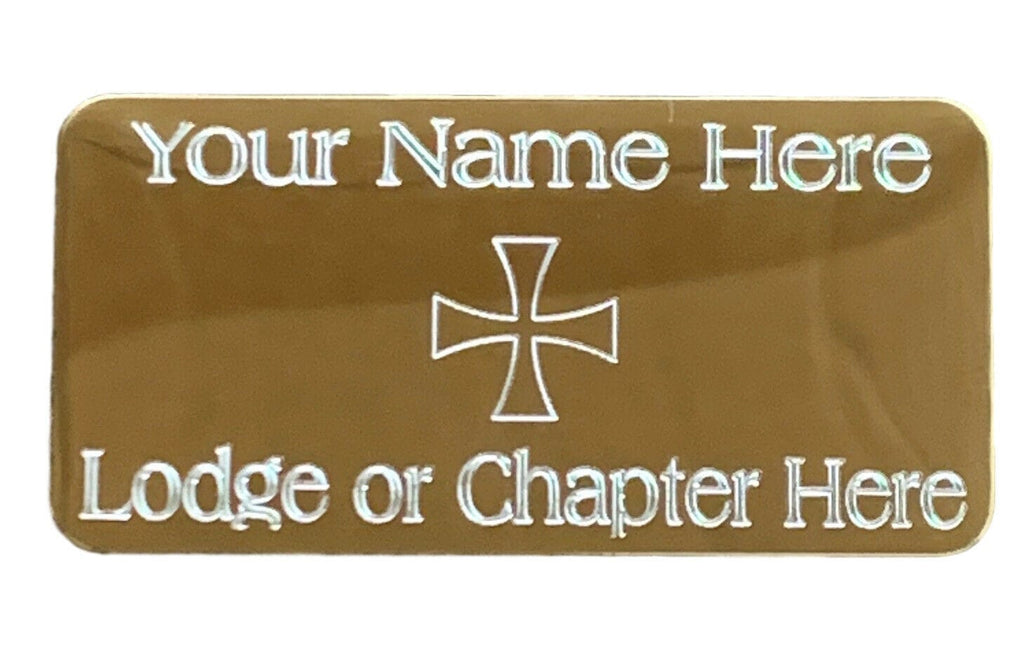 (MP37) 50 mm x 25 mm Personalised Masonic Preceptory Gold Case Plate
