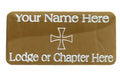 (MP37) 50 mm x 25 mm Personalised Masonic Preceptory Gold Case Plate