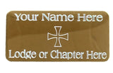 (MP37) 50 mm x 25 mm Personalised Masonic Preceptory Gold Case Plate