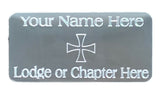 (MP37) 50 mm x 25 mm Personalised Masonic Preceptory Silver Case Plate
