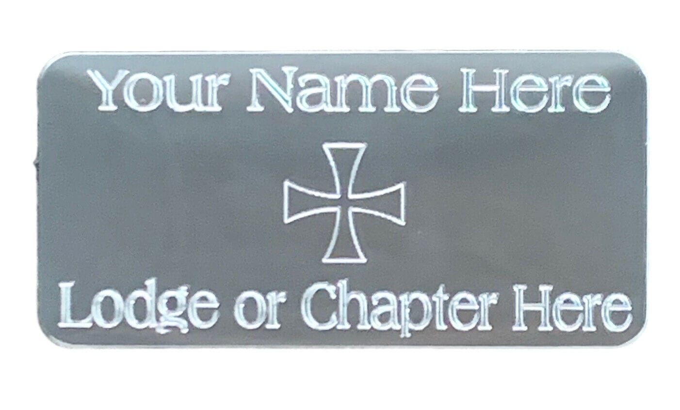 (MP37) 50 mm x 25 mm Personalised Masonic Preceptory Silver Case Plate