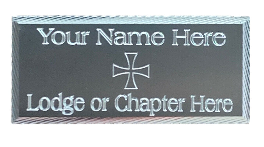 (MP38) 55mm x 25mm Personalised Masonic Preceptory Diamond Cut Silver Case Plate