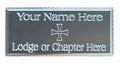 (MP38) 55mm x 25mm Personalised Masonic Preceptory Diamond Cut Silver Case Plate