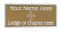 (MP38) 55 mm x 25 mm Personalised Masonic Preceptory Diamond Cut Gold Case Plate