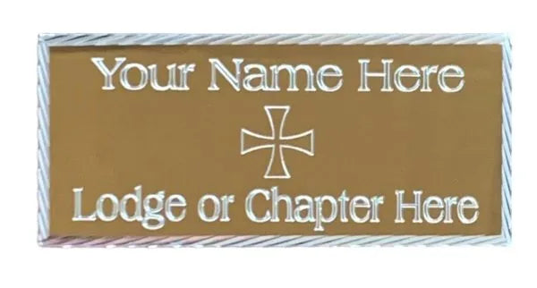 (MP38) 55 mm x 25 mm Personalised Masonic Preceptory Diamond Cut Gold Case Plate