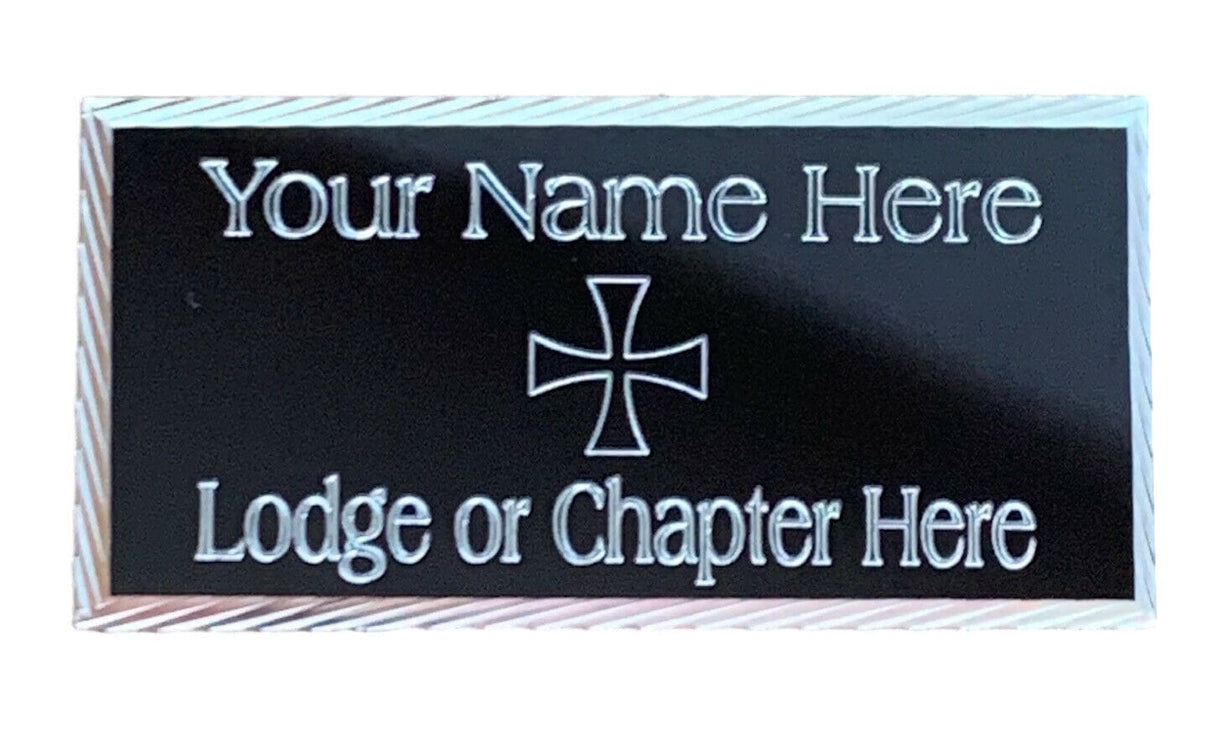 (MP39) 50mm x 25mm Personalised Black Preceptory Masonic Case Plate