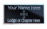 (MP39) 50mm x 25mm Personalised Black Preceptory Masonic Case Plate