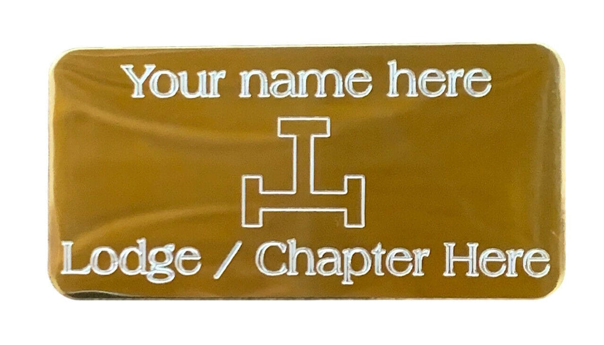 (MP40) 50 mm x 25 mm Personalised Royal Arch Triple Tau Gold Case Plate