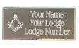 (MP44) 55mm x 25mm Personalised Silver Masonic Case Plate No G 