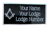 (MP45) 50mm x 25mm Personalised Black Masonic Case Plate No G