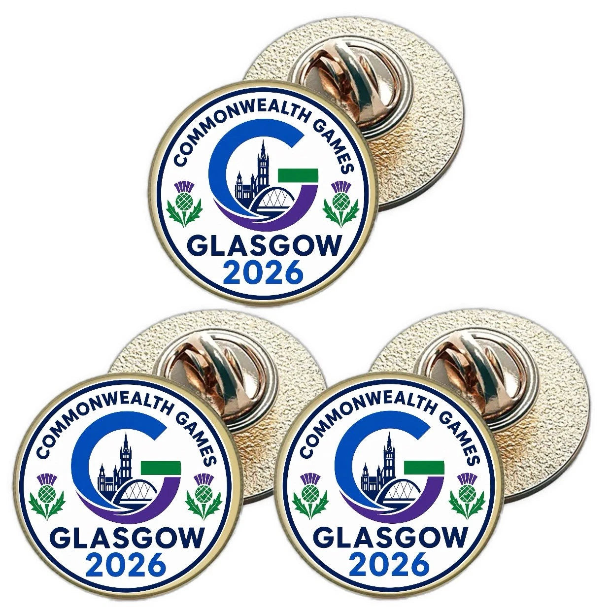 3 x Commonwealth Games Glasgow 2026 (BU27) Lapel Pin Badges