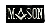 Fully Embroidered Black/White Mason Embroidered Sew / Iron on Patch 80mm x 37mm 