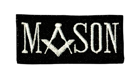 Fully Embroidered Black/White Mason Embroidered Sew / Iron on Patch 80mm x 37mm 