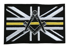 Freemason Masonic Thin Yellow Line No G Embroidered Sew / Iron on Patch 90mm x 60mm