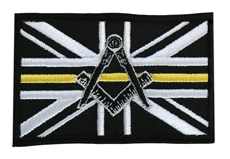 Freemason Masonic Thin Yellow Line No G Embroidered Sew / Iron on Patch 90mm x 60mm