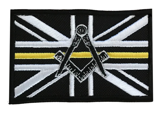 Freemason Masonic Thin Yellow Line No G Embroidered Sew / Iron on Patch 90mm x 60mm