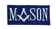 Mason Blue/White Freemasonry Embroidered Sew / Iron on Patch 80mm x 37mm 
