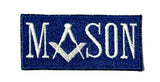 Mason Blue/White Freemasonry Embroidered Sew / Iron on Patch 80mm x 37mm 